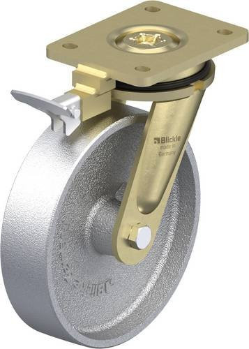 Blickle Lenkrolle LS-G 200G-RI4 mit Feststeller in Silber, Rad-Durchmesser: 20 cm, Tragfähigkeit: 1100 kg - Bild 1