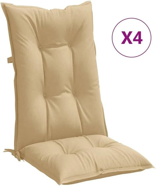 vidaXL Hochlehner-Auflagen 4er Set Melange Beige aus Polyester, B/H/T: 120 x 50 x 7 cm - Bild 1
