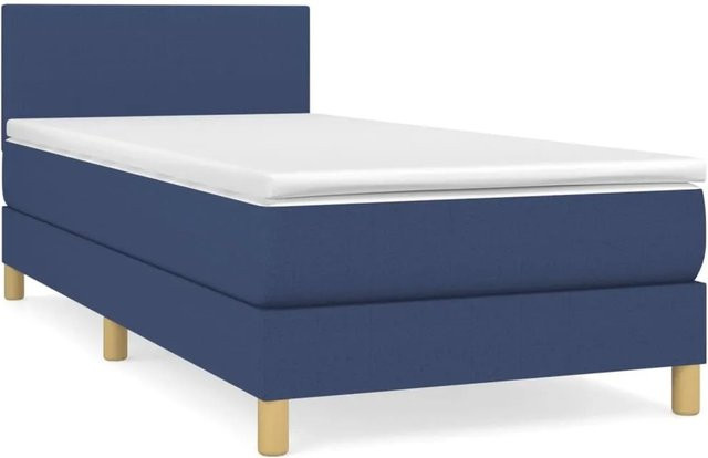 vidaXL Boxspringbett Hybrid mit Matratze Blau und Weiß, B/T/H: 80 x 200 x 88 cm - Bild 1