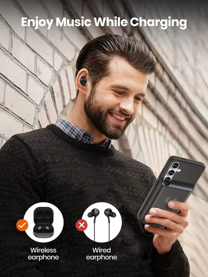 Samsung Akku-Ladegerät-Hülle für Galaxy S24, tragbare Powerbank-Hülle mit 5000 mAh, Schwarz - Bild 3