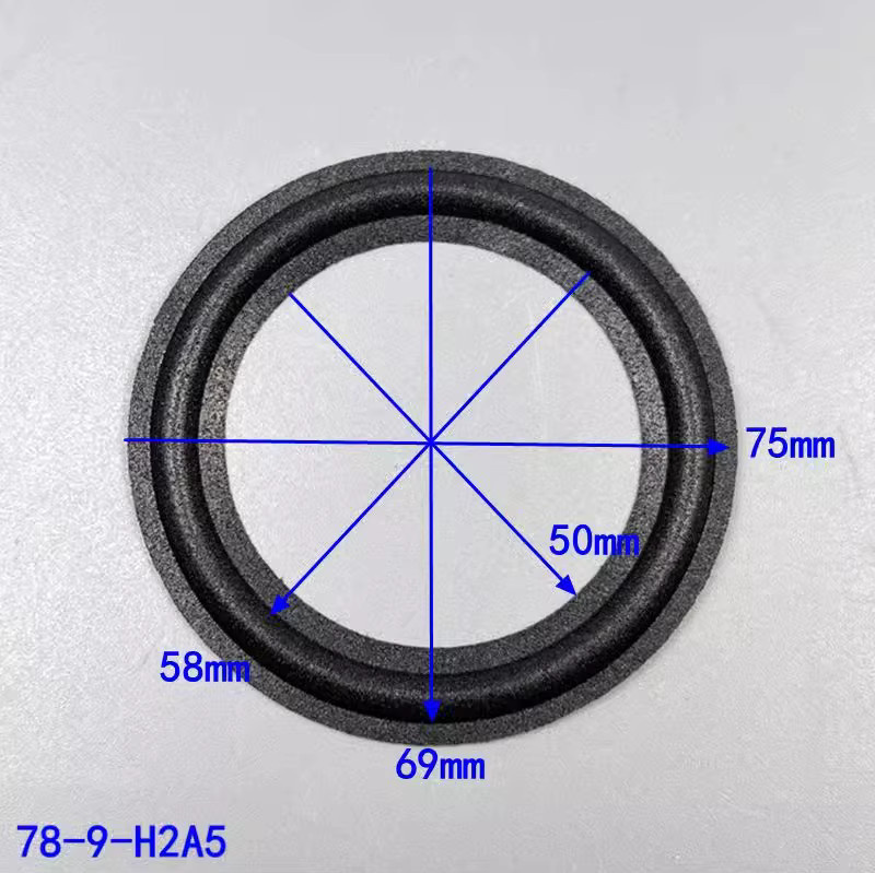 2er-Set Audio Lautsprecher Schaum Rand Reparatur Zubehör für 3 Zoll Lautsprecher, Schwarz, Durchmesser: 75 mm - Bild 3
