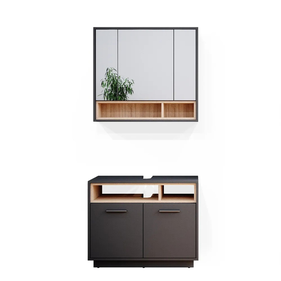 Vicco Badmöbel Beatrice 2er Set aus Spiegelschrank und Unterschrank in Anthrazit - Bild 3