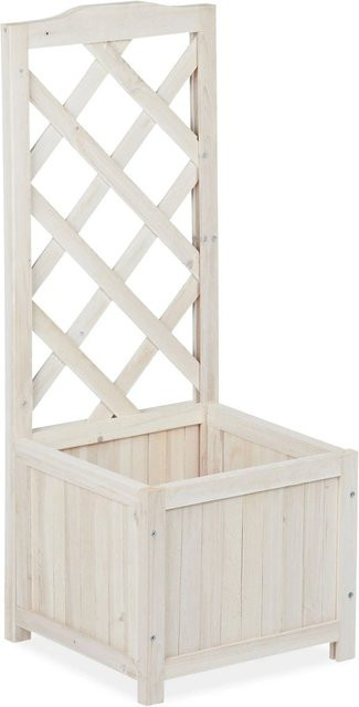 Relaxdays Rankkasten aus Tannenholz mit Rankgitter in Weiß, B/T/H: 90 x 36 x 36 cm - Bild 1