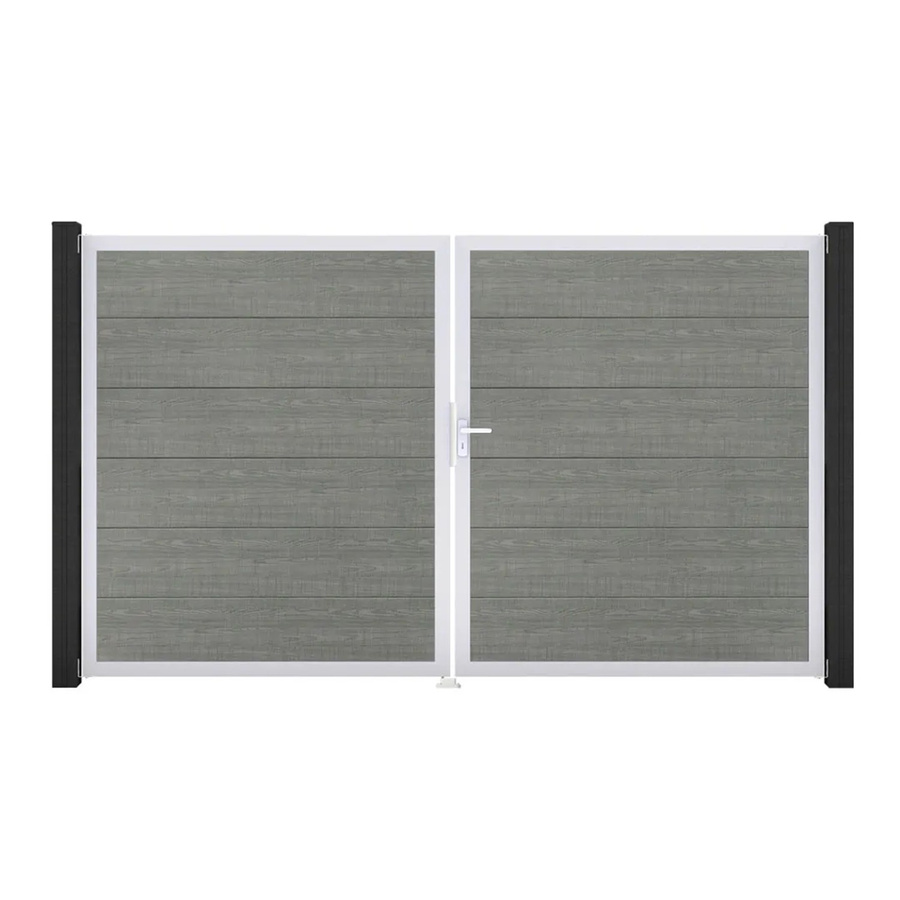 GroJa Steckzaun Tor BasicLine DIN Rechts EV1 Doppel-Tor in Grey Ash Cut aus Aluminium und BPC - Bild 2