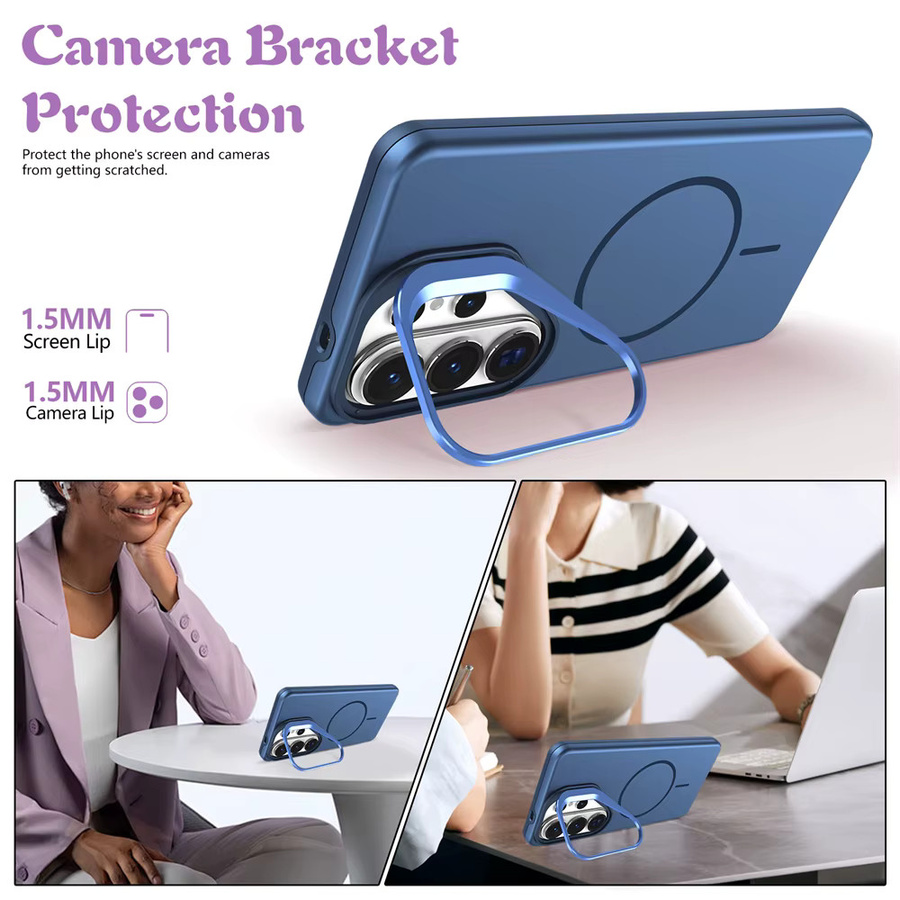 Matte magnetische MagSafe Schutzhülle mit Ständerabdeckung für Samsung Galaxy S26 Ultra S25 S24 S23 Ultra Plus S25FE S24FE S25Edge in Purple und Blue - Bild 2