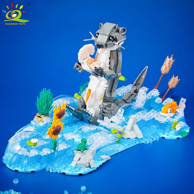 HUIQIBAO Otter Tier Modell, Baustein Ziegel, Montage Bau Spielzeug - Bild 1