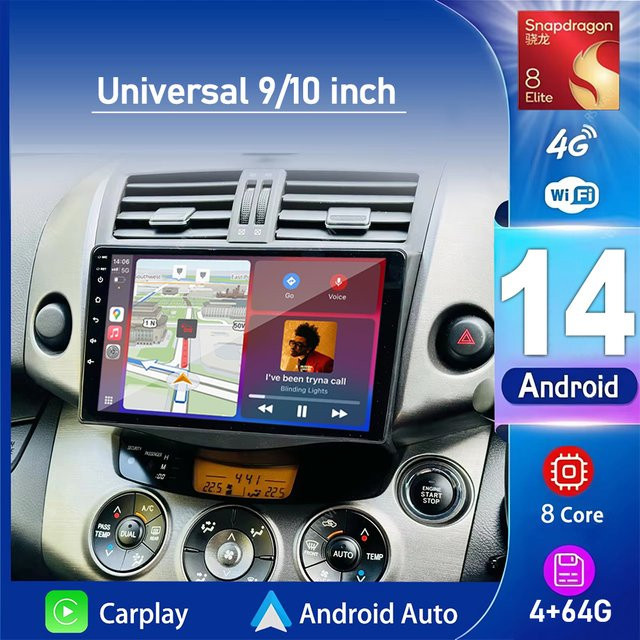 XFY Android 14 Autoradio 2 DIN Multimedia Stereo Receiver mit Carplay in Schwarz für Toyota Hyundai Kia VW - Bild 1