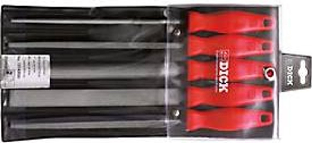DICK Feilen-Set 5-teilig flach Hieb 2 rot 200 mm - Bild 2