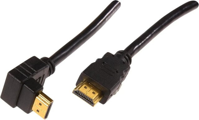 Schwaiger HDMI Anschlusskabel mit 90 Grad Winkel, vergoldet, Schwarz/Gold, Länge: 1,3 m - Bild 2