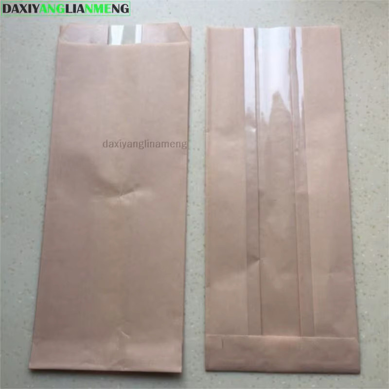 100 Stück daxiyanglianmeng Kraftpapier-Verpackungsbeutel in Braun, lebensmittelechte Backbeutel für Brot und DIY-Verpackungen, B/T/H: 30 x 12 x 9 cm - Bild 1