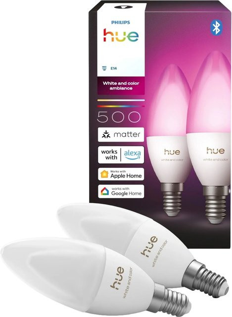 Philips Hue White & Colour Ambiance LED Kerzenlampen E14, 2er-Set, Weiß, dimmbar, RGBW - Bild 1