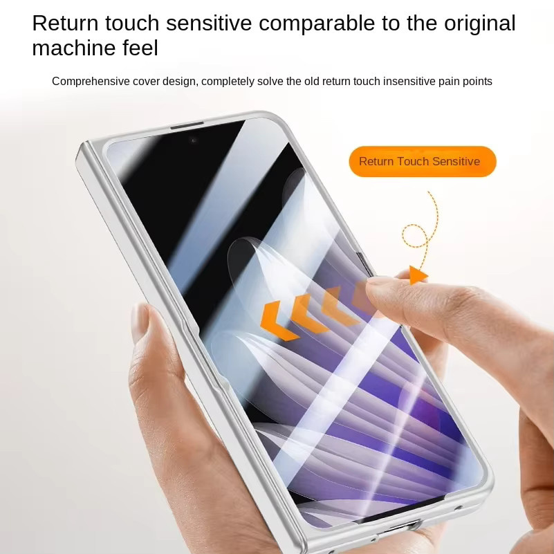 OPPO Find N5 Schutzhülle aus Leder mit Sichtschutz und HD-Bildschirm, 9H gehärtetes Glas und All-Inclusive-Kamerahalter mit Federscharnier, Schwarz - Bild 3