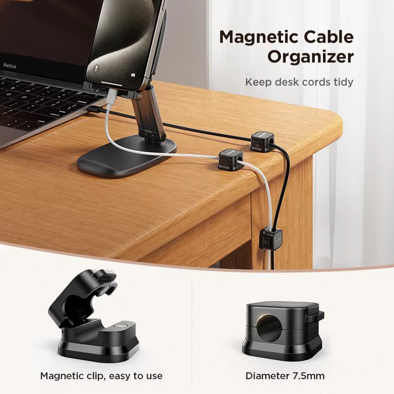 Joyroom Magnetischer Kabel-Organizer zur Schreibtischunterseite, verstellbare Kabelhalterung für dein Kabelmanagement in Schwarz oder Weiß - Bild 2