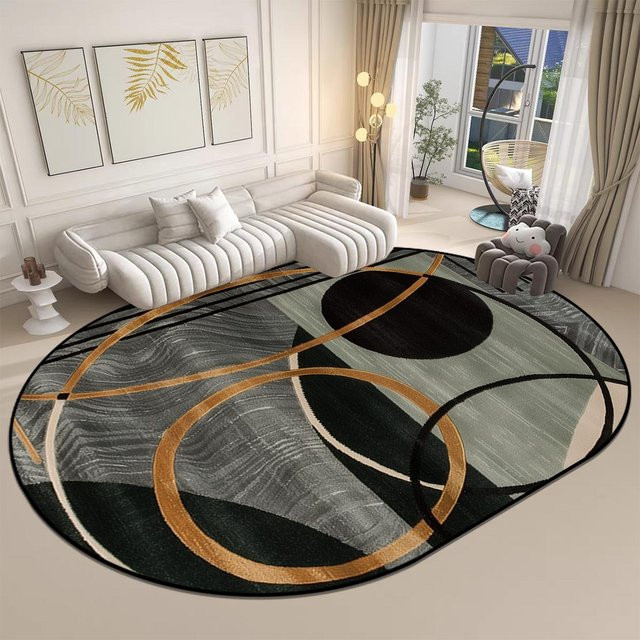 Ovaler Teppich Karpetti in Multicolour, modern gestreift, waschbar und rutschfest, B: 200 cm, T: 100 cm - Bild 1