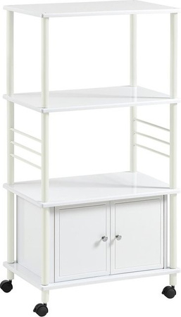 SoBuy Küchenwagen in Weiß mit 3 Ablagen und 2 Türen, B/T/H: 60 x 40 x 114 cm