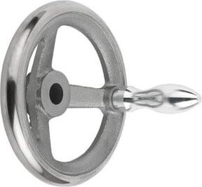 KIPP Handrad DIN 950 Ballengriff aus Grauguss und Stahl in Silber - Bild 1