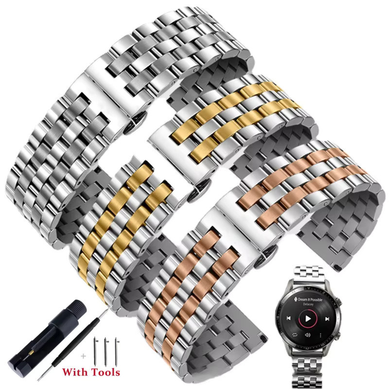 Zhangeer Uhrenarmband Edelstahl, Metall-Faltschließe, Silber, Unisex - Bild 3
