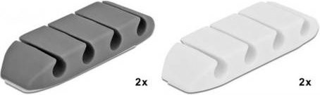 Delock Kabel-Halteclips aus Thermoplast in Weiß und Grau, B: 16 mm, H: 10 mm, 1 Set, 18330 - Bild 1