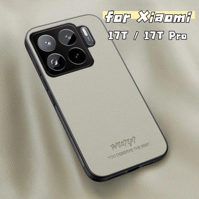 Business Lederhülle für Xiaomi 17T 15T 14T Pro Ultra 17 Pro Max mit magnetischer Autohalterung in Grau - Bild 1