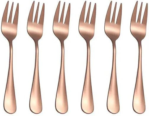 WIKHOSTAR 6-teiliges Besteckset aus Edelstahl in Rose Gold, poliert, Obstgabeln und Dessertgabeln - Bild 1