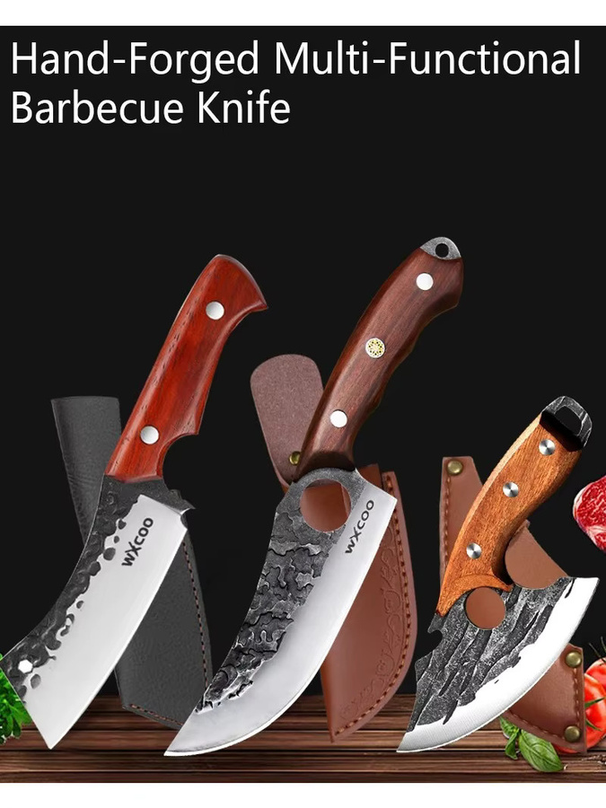 WXCOO Metzgermesser aus Kohlenstoffstahl mit Holzgriff als vielseitiges Küchenmesser für Fleisch, Geflügel und Grill - Bild 7
