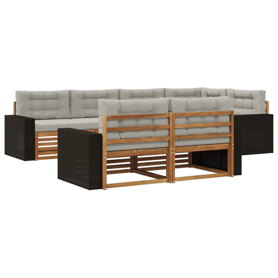 vidaXL Outdoor-Sofagarnitur aus Akazienholz in L-Form mit Kissen, Hellgrau - Bild 2