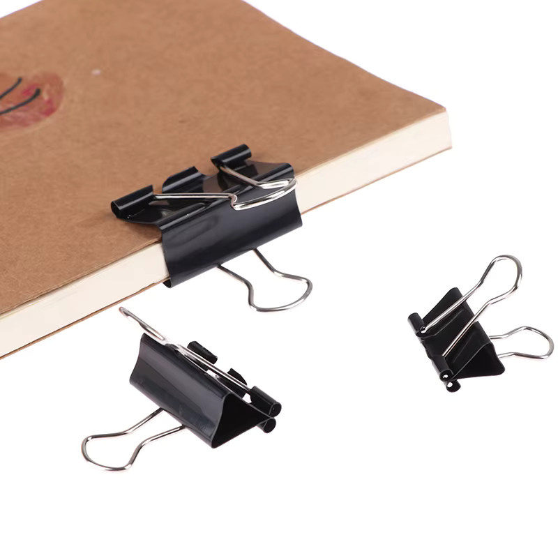10er Set schwarze Metall Binder Clips für Büro und Notizen - Bild 2