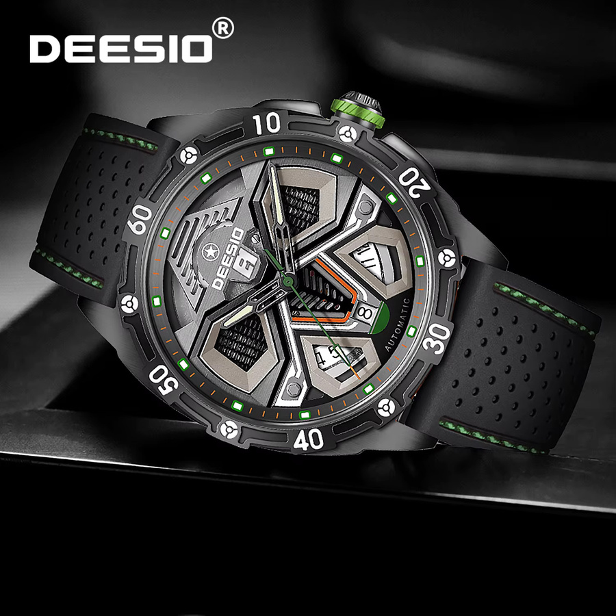 Deesio Armbanduhr Automatik, Edelstahl, Schwarz, Herren - Bild 2