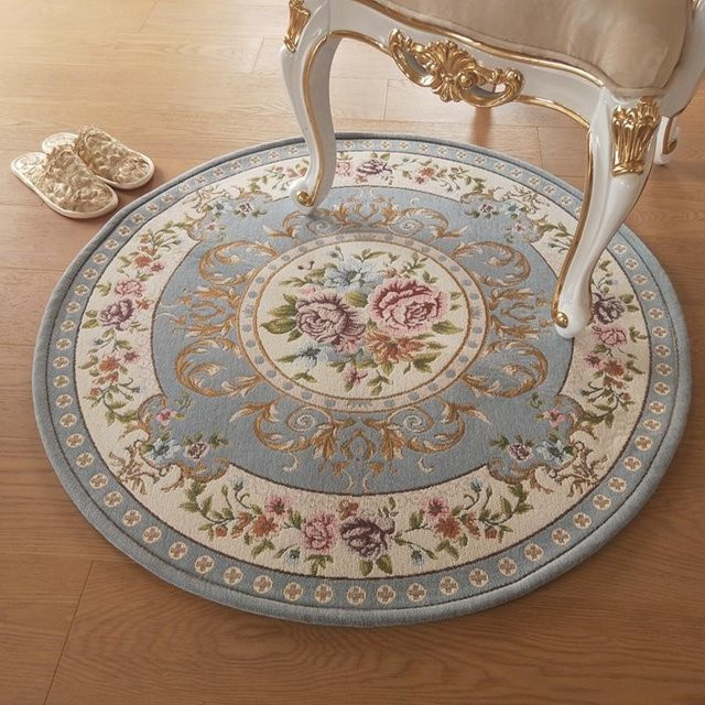 Runder Retro-Teppich mit Blumenmuster von JGJG, Waschbar und Rutschfest, Durchmesser: 80 cm, Mehrfarbig - Bild 1