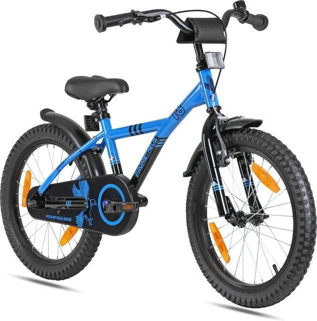 PROMETHEUS BIKES Kinderfahrrad 18 Zoll mit Stützrädern und Rücktrittbremse Blau - Bild 1