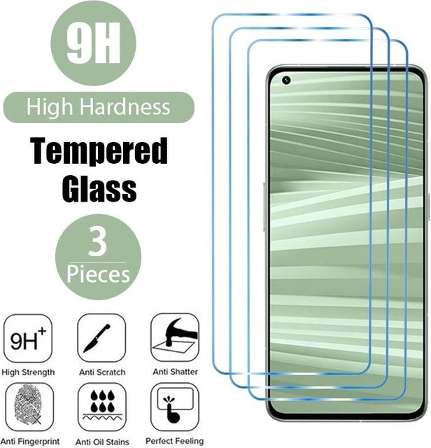 3er-Pack Displayschutzfolie aus gehärtetem Glas für Realme 9 8 7 Plus 8i GT 5G Neo 2 3 2 X2 Pro C11 C21 in Transparent - Bild 1
