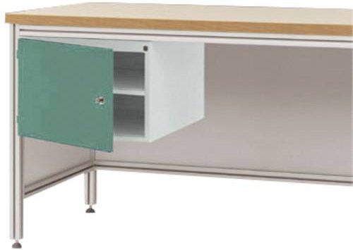 Manuflex Gehäuse-Unterbau ZB4730.0001 für ALU-Arbeitstische, Farbe Stahl, Nutzhöhe: 300 mm, für Tischtiefe: 600 mm, Türanschlag rechts - Bild 1