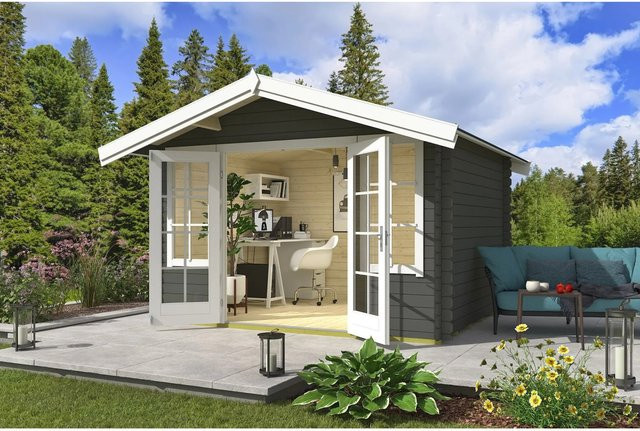 Lasita Gartenhaus Maja Robin in Grüngrau, B/T/H: 381,3 x 358 x 245,1 cm - Bild 1