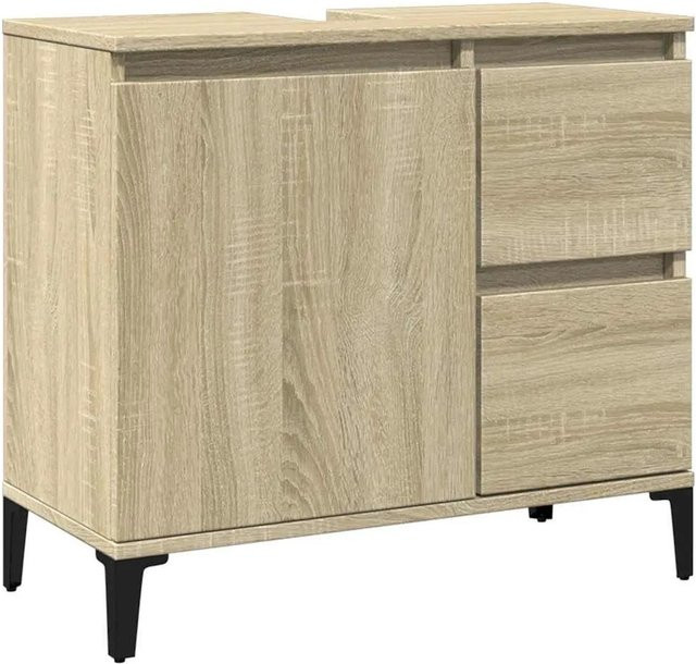 vidaXL Badschrank Sonoma-Eiche aus Holzwerkstoff und Metall, B/T/H: 65 x 33 x 60 cm - Bild 1