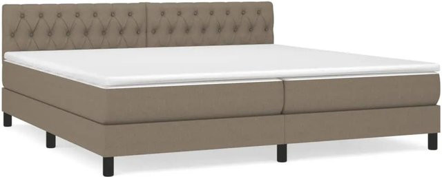 vidaXL Boxspringbett Hybrid mit Matratze, Farbe Taupe, B/T: 200 x 200 cm - Bild 1