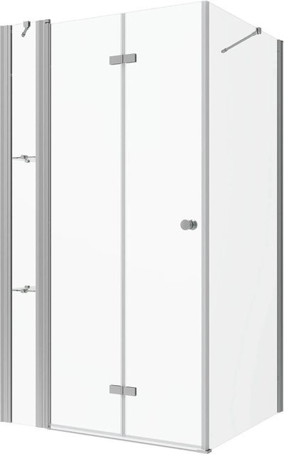Aquabatos Eckdusche Duschkabine mit Falttür und Eckablage, Farbe: transparent, B/T/H: 140 x 80 x 187 cm, 5 mm Echtglas - Bild 1