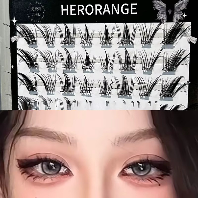 HERORANGE Fuchswimpern-Cluster, 3D Volumen-Wimpernverlängerung, Natürlich, Unisex - Bild 3