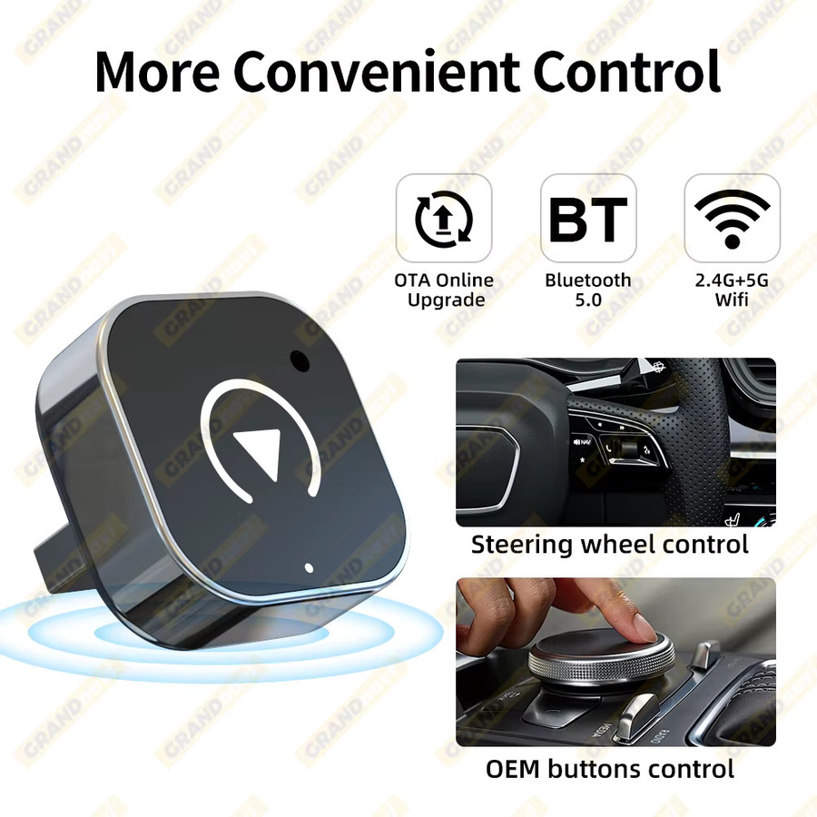 Grandnavi 2in1 Wireless CarPlay und Android Auto Adapter für OEM-Autoradios, Schwarz, USB Plug and Play mit Bluetooth - Bild 5