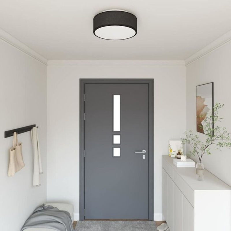 Vidaxl Einbaustrahler Deckenleuchte in Schwarz mit Stoffschirm, Durchmesser: 38 cm, Fassung E27 - Bild 1