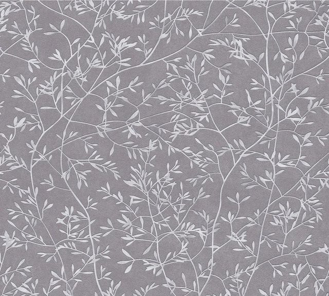 Vliestapete A.S. Création Elegance Ranke in Grau mit floralem Naturdesign, FSC-zertifiziert - Bild 1