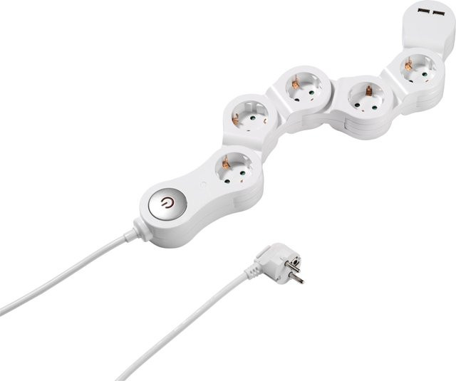 Vivanco 5-fach Steckdosenleiste in Weiß mit 2x USB-A Ports und Schalter - Bild 1