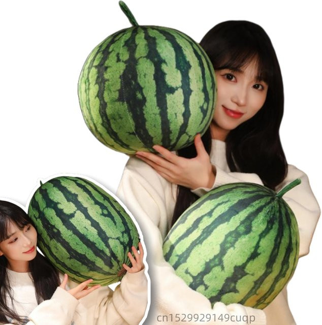 Kawaii Wassermelonen-Plüschpuppenkissen, Stofftier, Grün, Bunt / Mehrfarbig - Bild 1