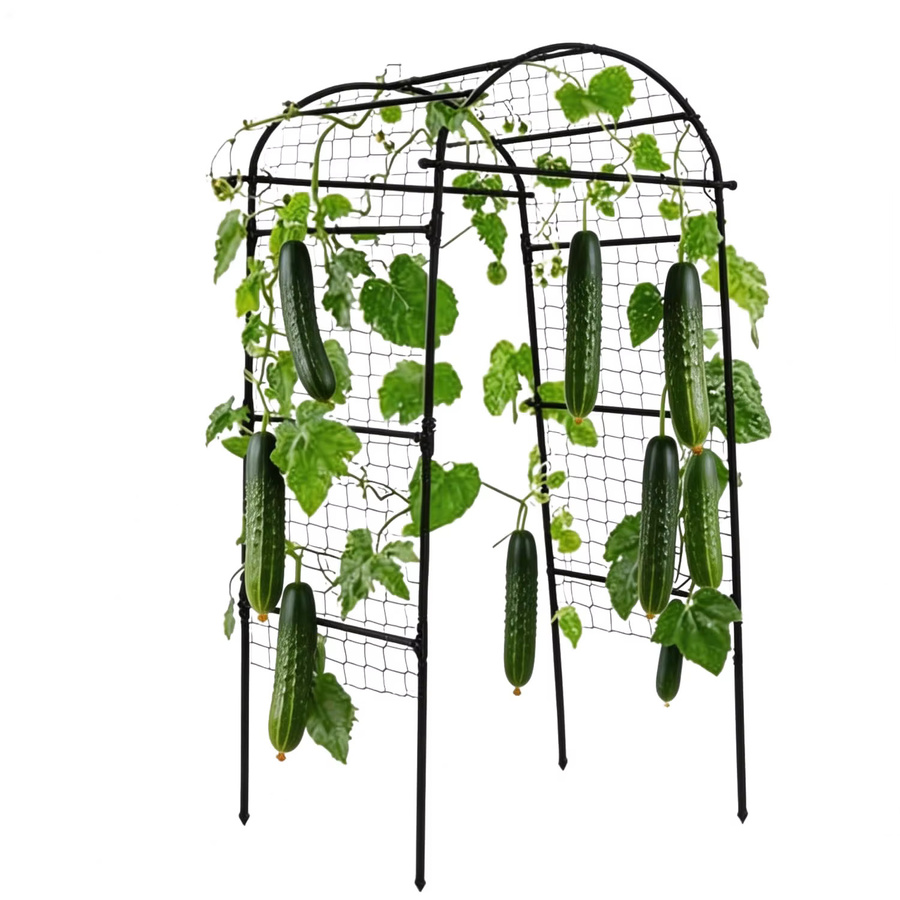 HiMISS Gartenbogen Pflanzspalier in Schwarz als rostbeständige vertikale Pflanzenstütze für Hochbeete und den Garten - Bild 2