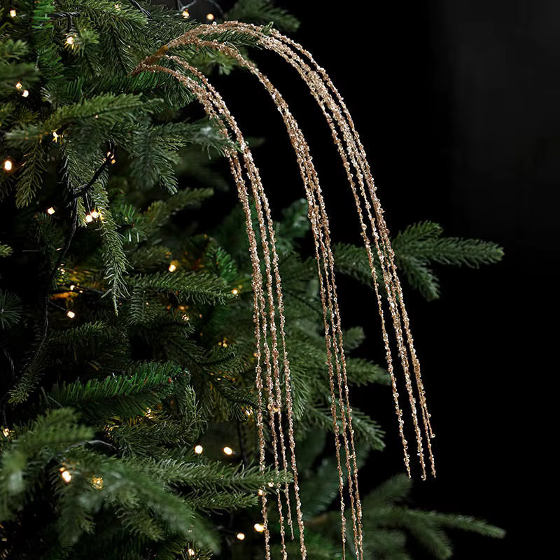 WOHLTAO Weihnachtsbaum-Dekoration Pailletten-Glitzer Weizenähren in Weiß und Gold - Bild 2