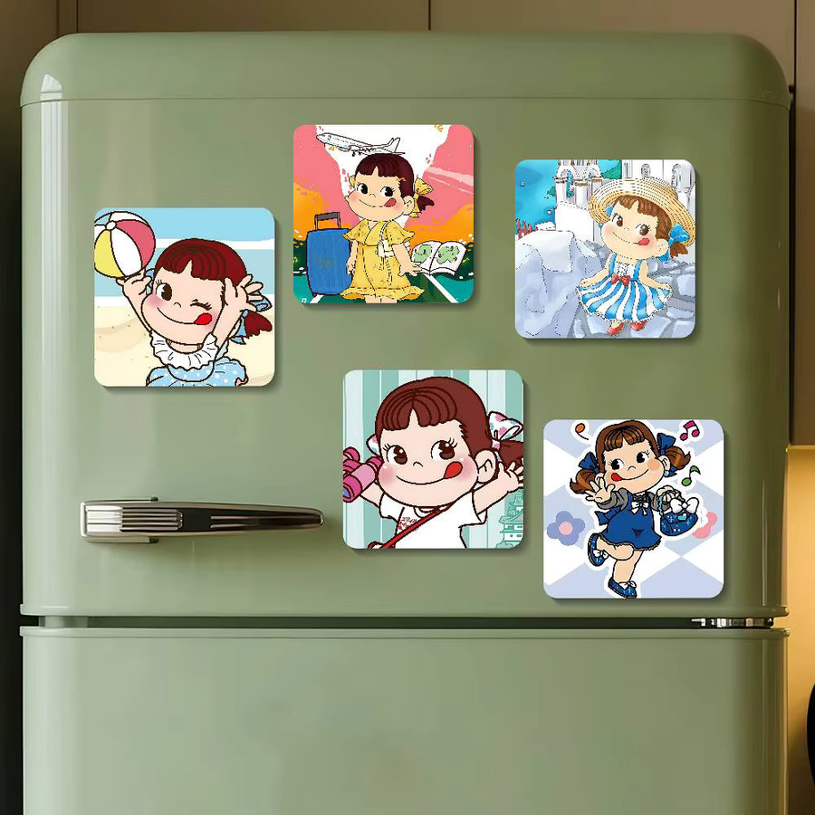 F-Fujiya M-Milky Peko Chan Kühlschrankmagnet, quadratischer magnetischer Aufkleber in Multicolour - Bild 3