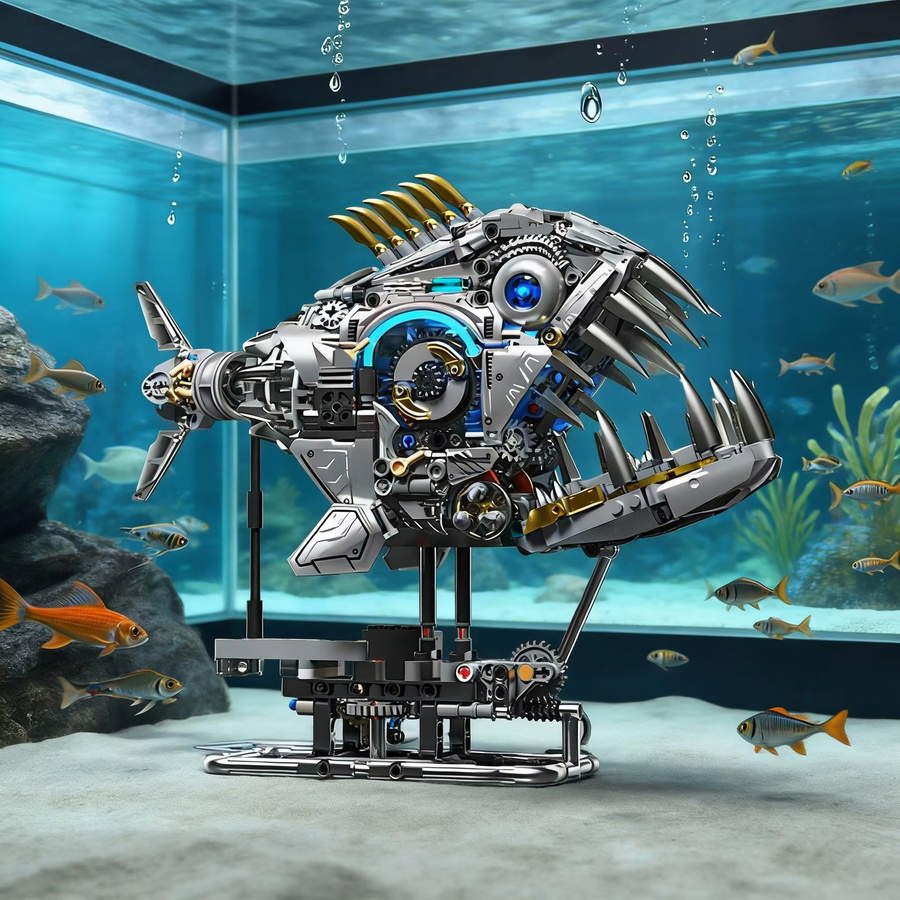MOC Technische Mechanische Piranha-Bausteine, Fisch-Modell, 1.085 Teile - Bild 6