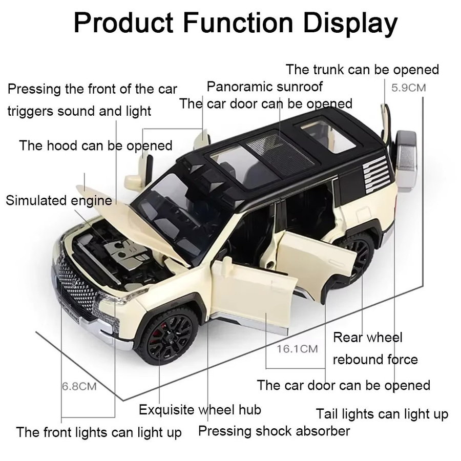 MAKEDA YangWang U8 Prado Spielzeugauto Modell, 1:32, Legierung, mit Licht und Sound - Bild 2