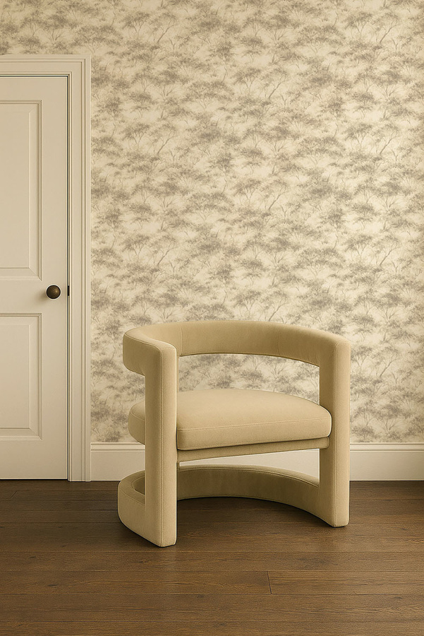 Clarke & Clarke Tapete Boschetto in Linen/Mocha mit floralem Naturmotiv und Textur - Bild 1