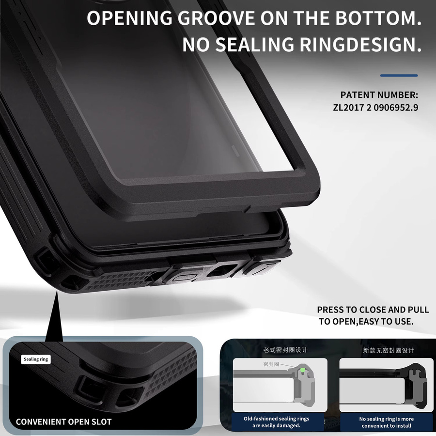 Wasserdichte IP68 Handyhülle mit Magnetschlüsselband für Samsung Galaxy S25 Ultra und S24 in Schwarz - Bild 6