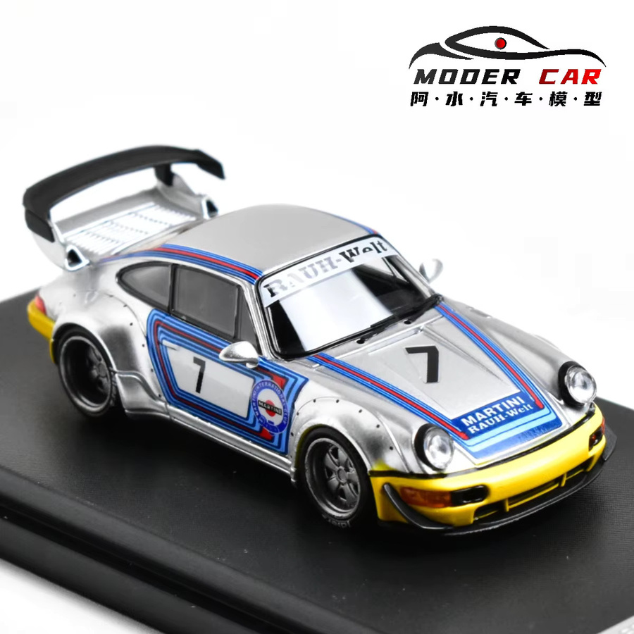 TSM MODEL Souvenir RWB 964 Display, Druckguss-Modellauto, 1:64, Silber - Bild 3